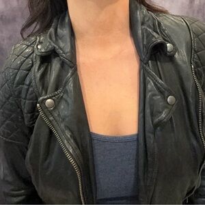 RARE All Saints Leather Quilted Spitalfields Jacket